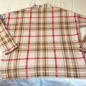 TAHARI plaid sweater with mock neck. Size XL (runs small) stretchy though